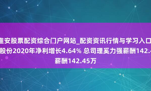 淮安股票配资综合门户网站_配资资讯行情与学习入口 申能股份2020年净利增长4.64% 总司理奚力强薪酬142.45万