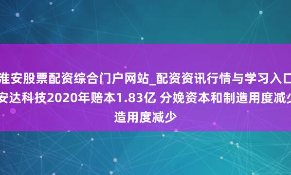 淮安股票配资综合门户网站_配资资讯行情与学习入口 安达科技2020年赔本1.83亿 分娩资本和制造用度减少