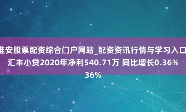 淮安股票配资综合门户网站_配资资讯行情与学习入口 汇丰小贷2020年净利540.71万 同比增长0.36%